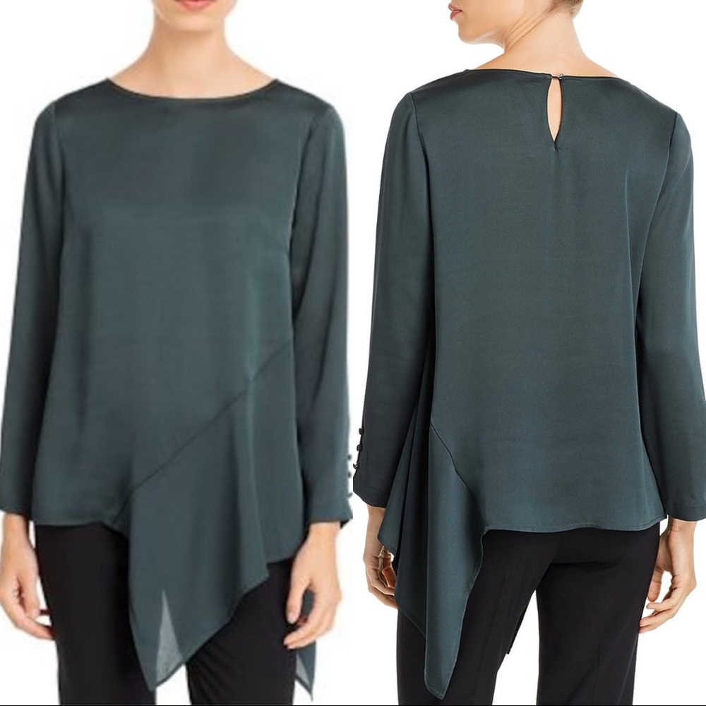 Vince Camuto Womens Handkerchief Hem Long Sleeve Blouse Size small